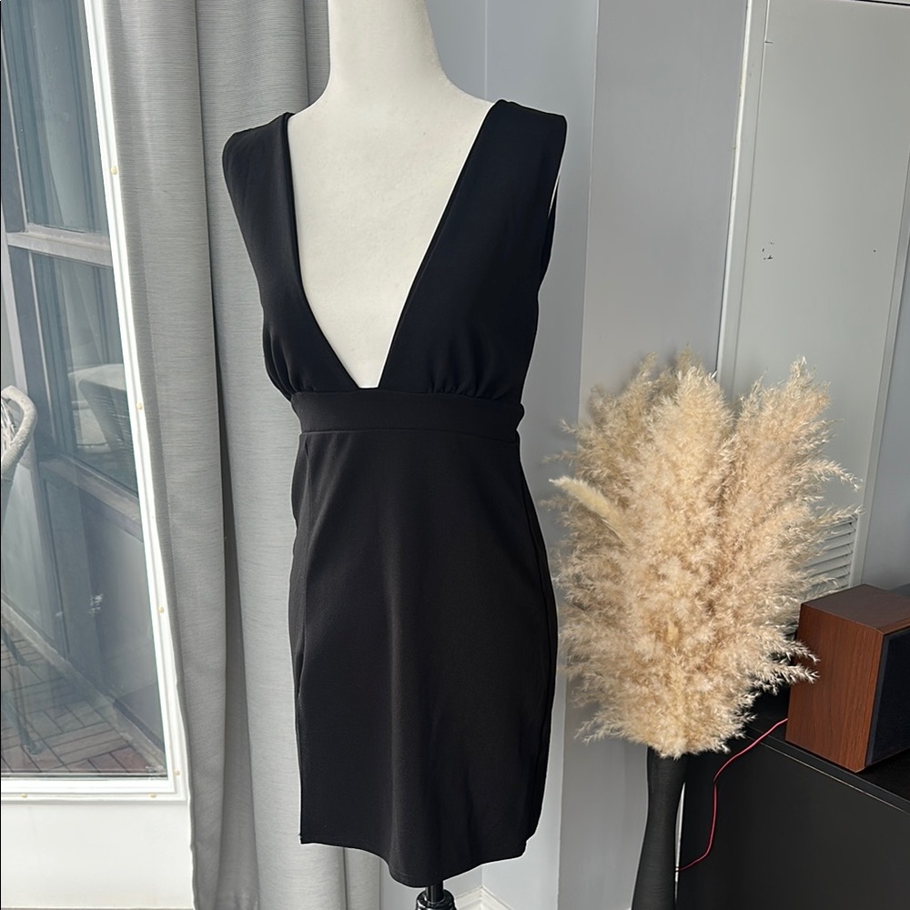 Elegant Black Plunge Dress